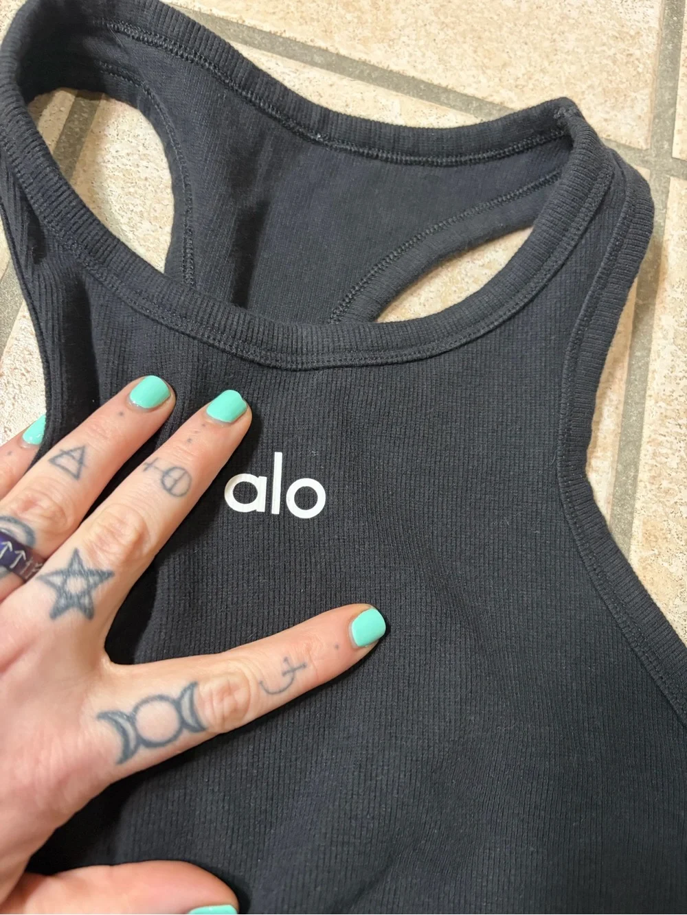 NWOT ALO Ribbed Aspire Tank (Black) Size L